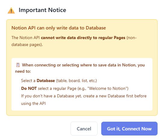 Click Connect on Notion card