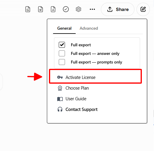 Click License Icon