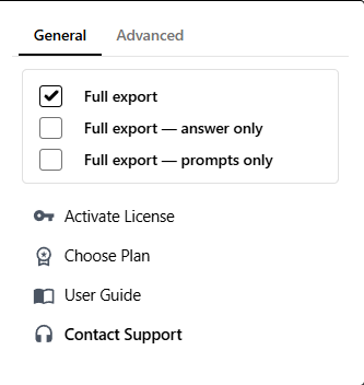 Export Settings