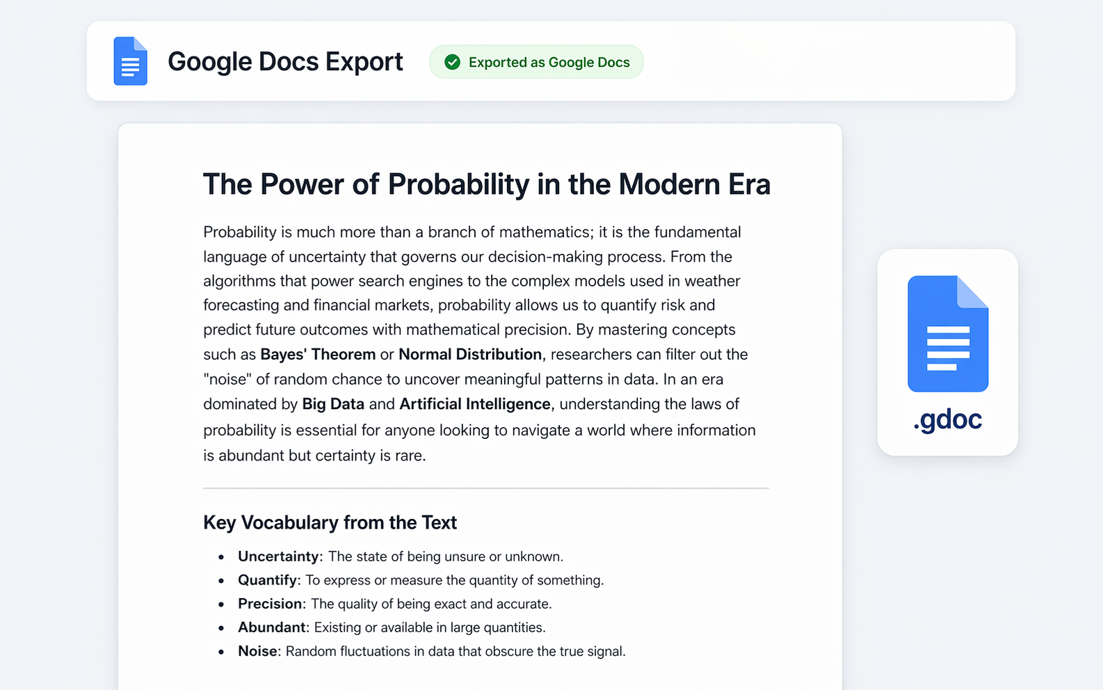 Export to Google Docs